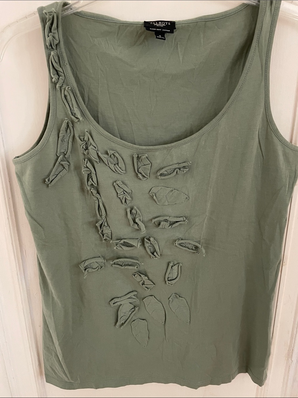 Talbots Sage Green Sleeveless Scoop-Neck Tank with Front Knot Detail